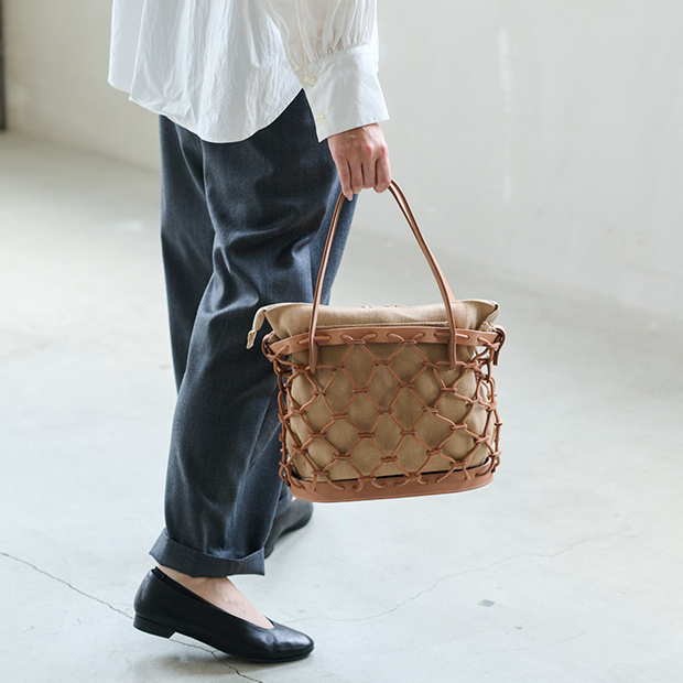 kago tote mini用のカゴ | 革紐編み革カゴバッグ - Ense Online Shop
