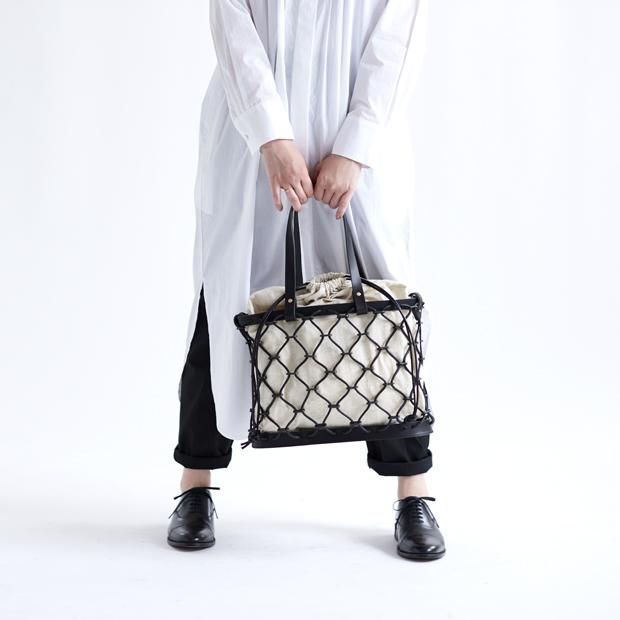 kago tote （内袋キナリ付） kago tote用のカゴ | 革紐で編んだ革カゴバッグ - Ense Online Shop