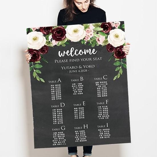 席次 シーティングリスト ブラックボード風 ボタニカル シーティングチャート 結婚式 パネル加工 席次 シーティングリスト ブラックボード風 ボタニカル シーティングチャート 結婚式 パネル加工