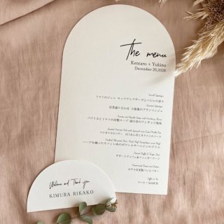 結婚式 メニュー表 アーチ型 シンプル ミニマルデザイン　メニュー