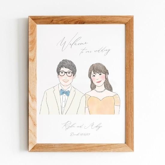 ふんわり系似顔絵 ウェルカムボード 結婚式 オーダーメイド Nigaoe001