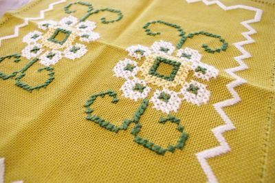 スウェーデン 刺繍 ヴィンテージ クロス テーブルランナー ミニ