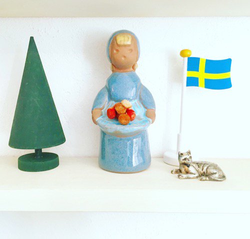 スウェーデン Jie Gantofta ジィ ガントフタ 陶器 人形 置物 花 少女