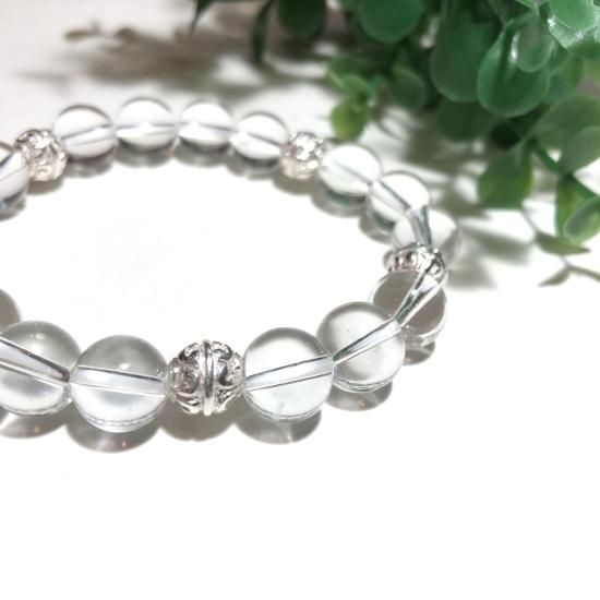 純銀と天然石*水晶のブレスレット 4月誕生石 - 純銀アクセサリー 純銀と天然石*水晶のブレスレット 4月誕生石 - 純銀アクセサリー