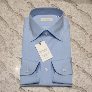 新作 セミワイド ブロードシャツ ポプリン  GIZA コットン 120/2 ブルー LL0002-01 16 LES LESTON/レスレストン 