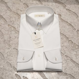 新作 タブカラー ブロードシャツ ポプリン  GIZA コットン 120/2 ホワイト LL0006-01 01 LES LESTON/レスレストン 