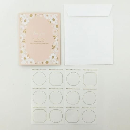フラワーフレーム色紙ミニ メッセージシール12枚入 寄せ書き