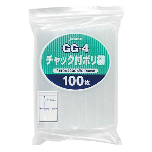 激安】ジャパックス GG-4 チャック付ポリ袋 透明0.04 - 業務用消耗品の