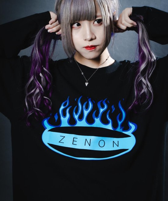 【ZERO EVOKE ハイライン ZENON】 Flame logo slave print L/S Tee 【BLACK】
