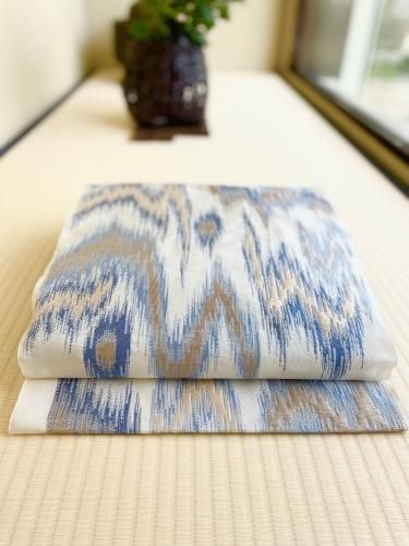 洛風林謹製 白よごし地 太子間道 名古屋帯 - 石原呉服店オンラインショップ