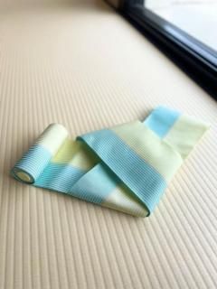 本筑 博多 半巾帯 ティファニー×レモン地 - 石原呉服店