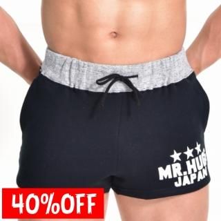 MR.HUGE BYCOLOR SWEAT  SHORT PANTS（バイカラー　スエット　ショートパンツ）ブラック