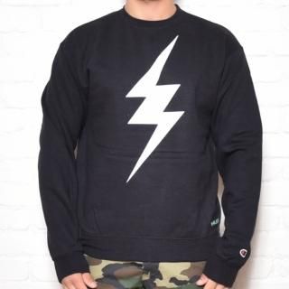 MR.HUGE champion W NAME INAZUMA LOGO SWEAT PULLOVER（チャンピオン　ダブルネーム　イナズマ　ロゴ　スエット　プルオーバー）ブラック