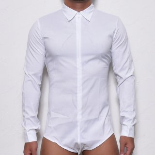 MR.HUGE LEOTARD ZIPPER  DRESS SHIRTS(レオタード　ジッパー　ドレスシャツ　）ホワイト