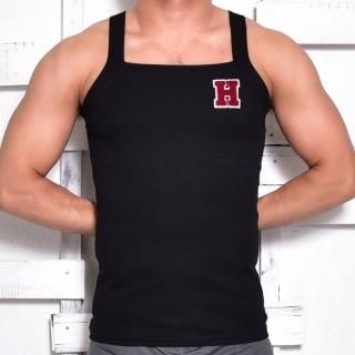 huge H WAPPEN COTTON RIB TANKTOP（Hワッペン　コットン　リブ　タンクトップ）ブラック