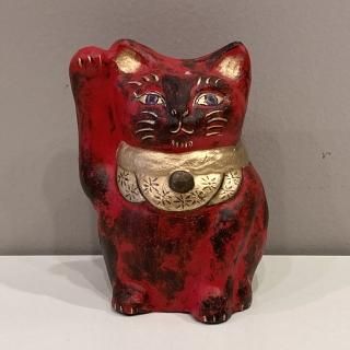 蝉丸在銘　入手困難ビンテージ　招き猫　作家物　古玩　金魚　金彩 蝉丸在銘 入手困難ビンテージ 招き猫 作家物 古玩 金魚 金彩