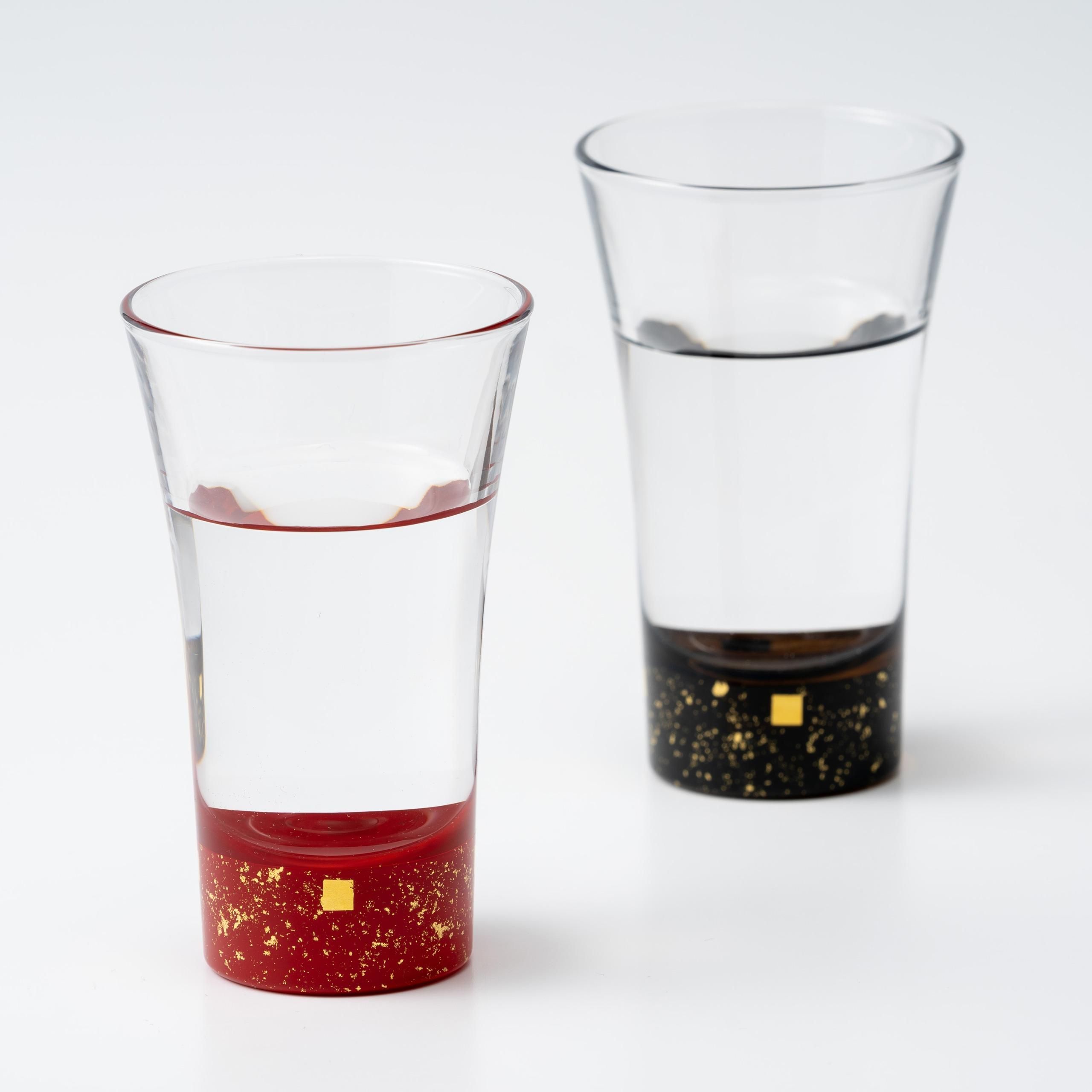 漆器タンブラー　赤と黒　ペア 会津塗 / ガラス漆タンブラー ( ペアセット ) タンブラー 漆