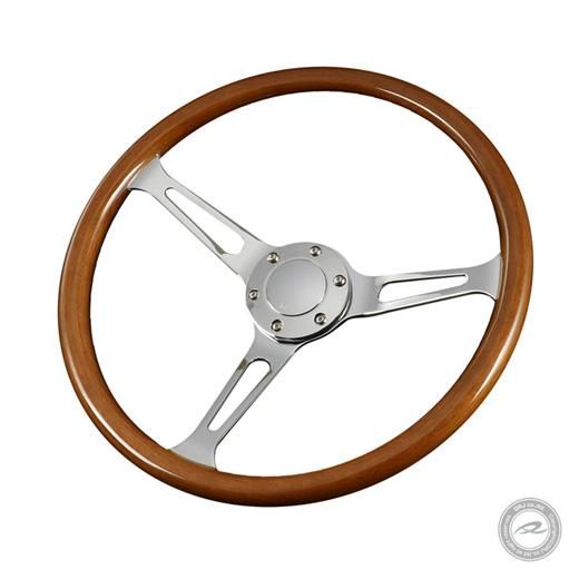 KGW ステアリング　340mm Deporacingステアリング クラシックウッド＆ポリッシュ 37.5φ