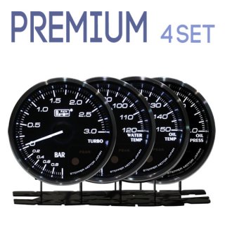 Autogauge オートゲージ<br>PREMIUMシリーズ 60mm<br>4連メーターセット<br>ブースト計・水温計・油温計・油圧計
