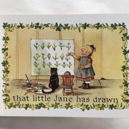 ターシャ テューダー　直筆サイン入り イラスト　　額装　猫と女の子 ターシャ テューダー 直筆サイン入り イラスト 額装 猫と女の子