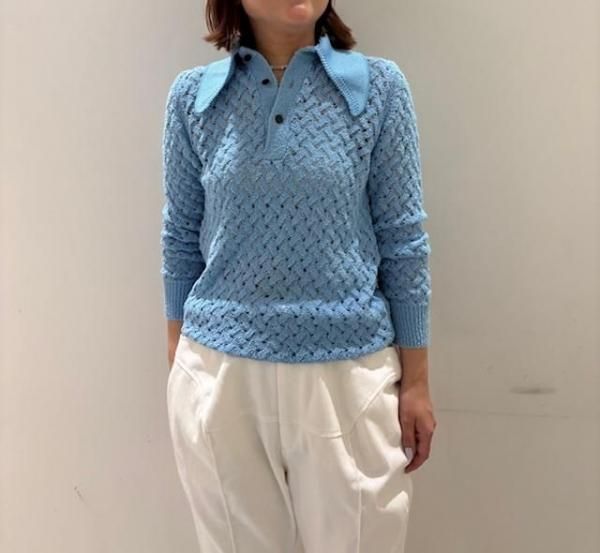 TOGA PULLALace knit polo shirt