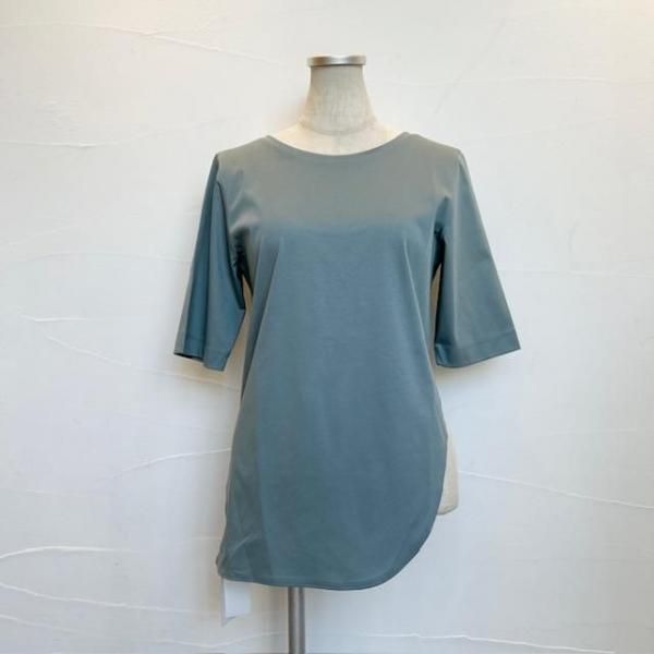 ESLOWPlain Jersey Asyemmetric Half Sleeve Tee