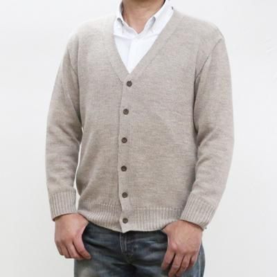 メンズ スーパーベビーアルパカ ベーシックカーディガン（V