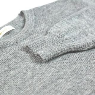メンズ ベビーアルパカ ベーシックセーター(クルーネック) ライトグレー