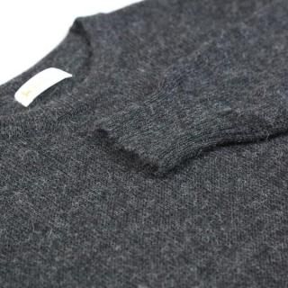メンズ ベビーアルパカ ベーシックセーター(クルーネック) チャコールグレー