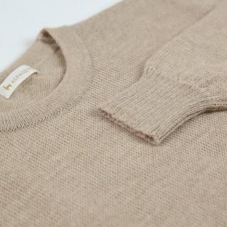 メンズ ベビーアルパカ ベーシックセーター(クルーネック) ベージュ