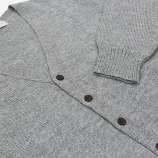 メンズ ベビーアルパカ ベーシックカーディガン(Vネック) ライトグレー