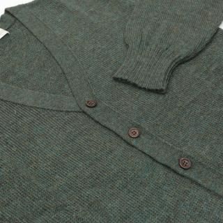 メンズ ベビーアルパカ ベーシックカーディガン(Vネック) フォレストグリーン