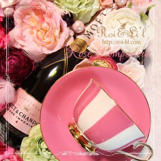転写紙 『Rose-Pompadour ローズ・ポンパドゥール  （ピンク単色）』 白磁 陶芸 焼成用 A3サイズ【Roi&Li'l】ポーセリンアート