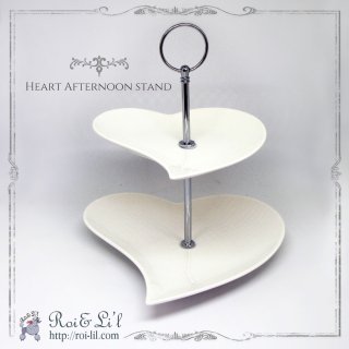 白磁『HEART afternoon tea stand』【Roi&Li'l】ポーセリンアート