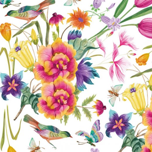 転写紙 『Summer Bloom サマーブルーム』 白磁 陶芸 焼成用 A4サイズ【RoiLi'l】ポーセリンアート