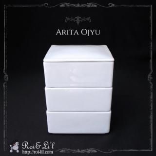 高級スクエアお重 ポーセラーツ白磁 スクエアお重 ポーセラーツ白磁