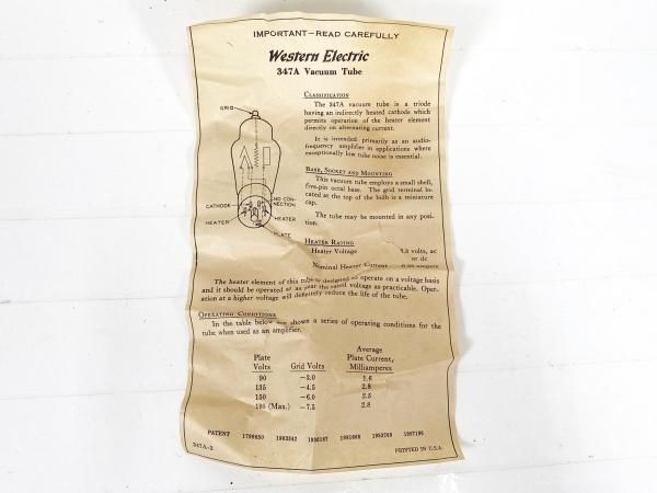 347A WESTERN ELECTRIC 真空管 Western Electric 347A 2本 [27153]☆ASK☆ - ウエスタンラボ