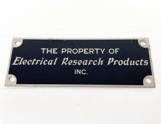 Western Electric THE PROPERTY OF Electrical Research Products INC. オリジナル プレート 1枚 [27258]