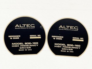 ALTEC 802-16G ドライバー プレート 2枚 [32264]