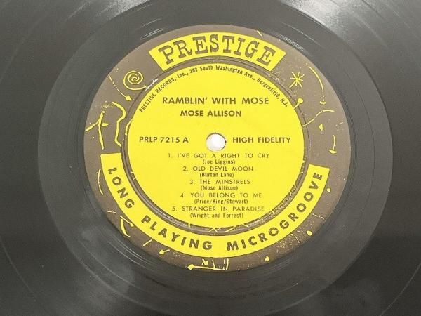 PRESTIGE MOSE ALLISON RAMBLIN WITH MOSE [33588] - ウエスタン