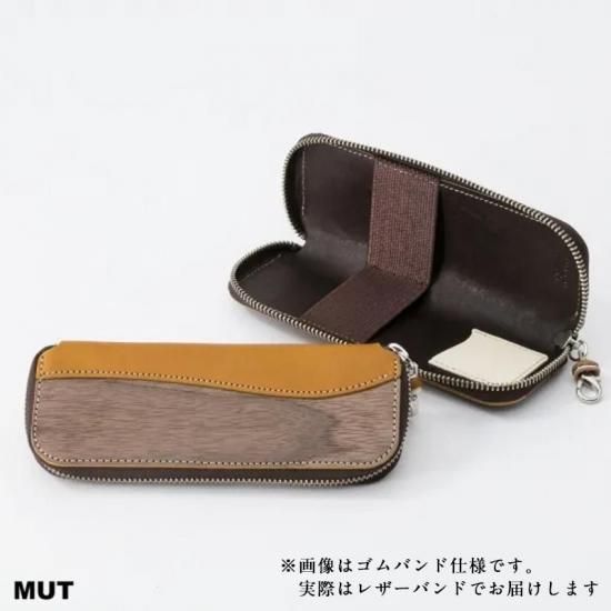 小鼓の革 RW】Zip pen case(レザーバンド仕様) - VARCO【ヴァ-コ】デザイン