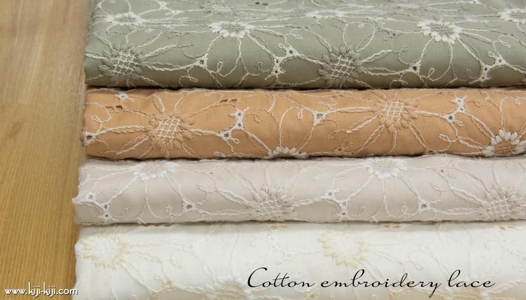 レース Cotton 2色の刺繍糸のコットンエンブロイダリーレース レース Cotton 2色の刺繍糸のコットンエンブロイダリーレース