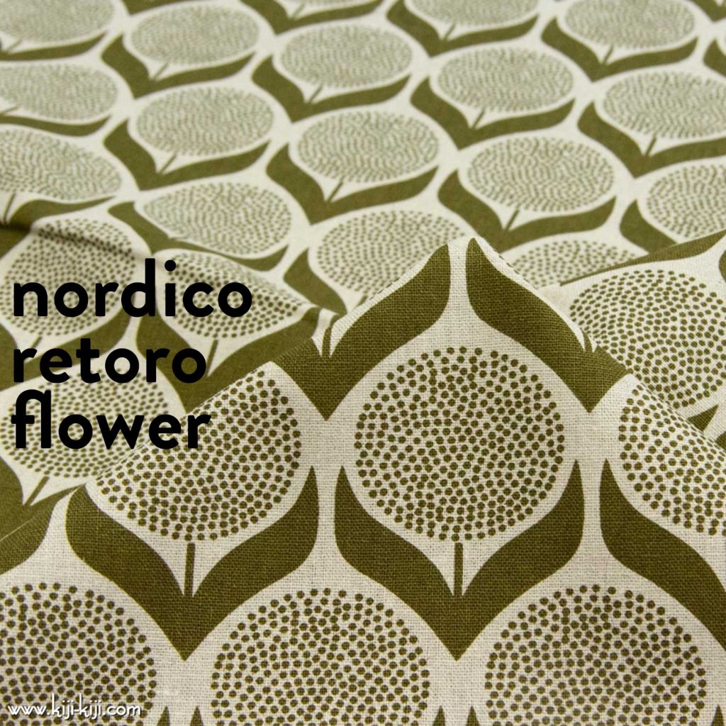 【cotton linen】nordico retoro flower｜ノルディコレトロフラワー｜ナチュラルオリーブ｜6166-3