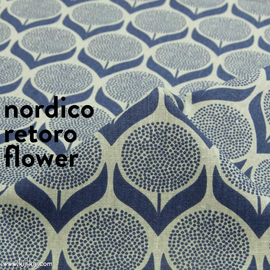 【cotton linen】nordico retoro flower｜ノルディコレトロフラワー｜ハーフリネン｜ライトキャンバス｜グレーネイビー｜