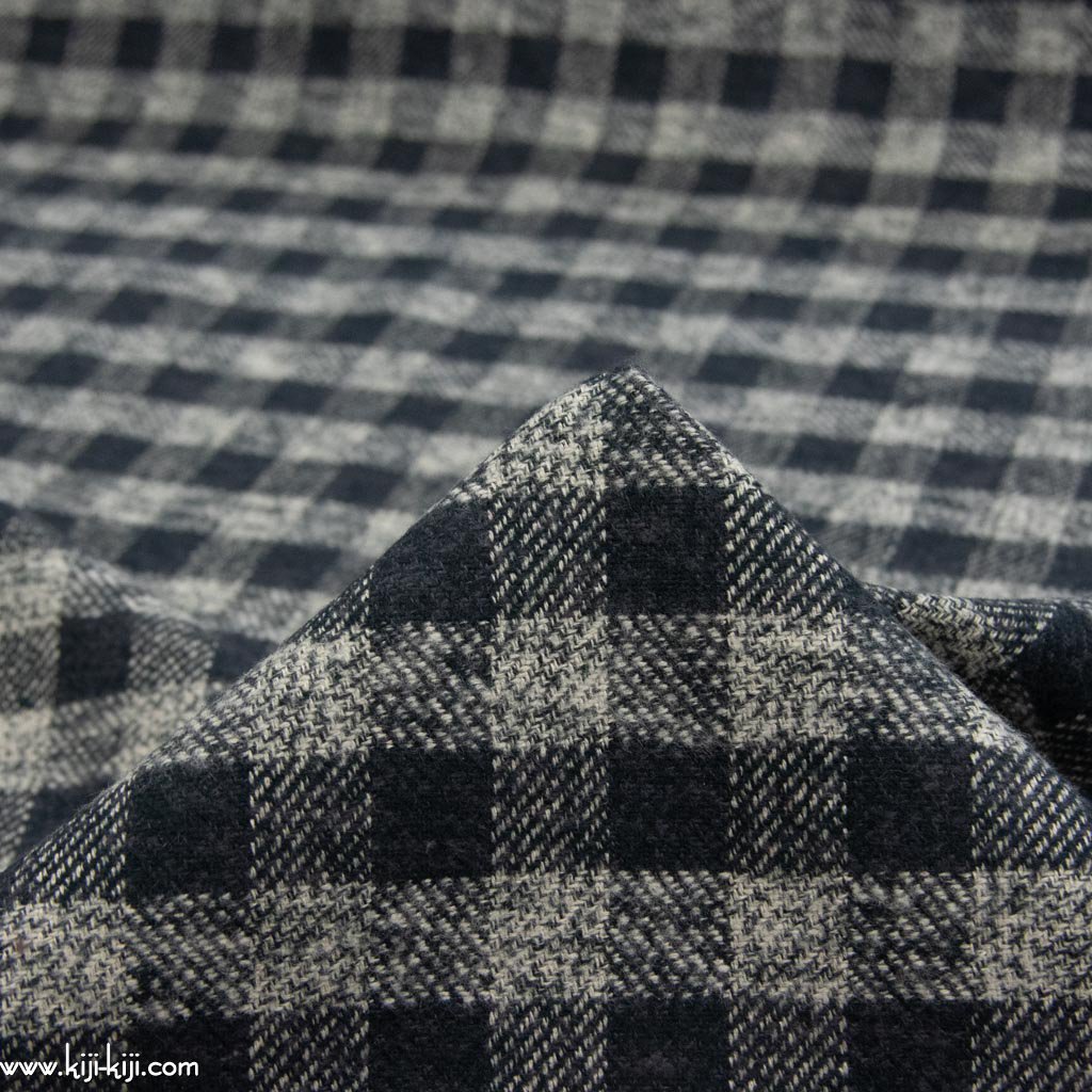 【cotton tweed】コットンで織ったハリスツイード風チェック｜コットンツイード｜ブラックギンガム｜61