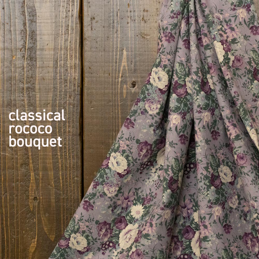 【 cotton linen 】 classical rococo bouquet ｜クラシカルロココブーケ｜YUWA｜コットンリネンキャンバス｜モーヴグレー｜