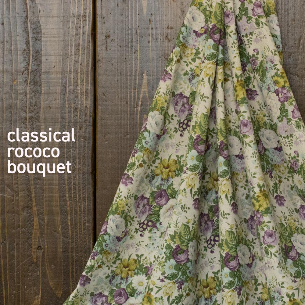 【 cotton linen 】 classical rococo bouquet ｜クラシカルロココブーケ｜YUWA｜コットンリネンキャンバス｜ナチュラル パープル｜
