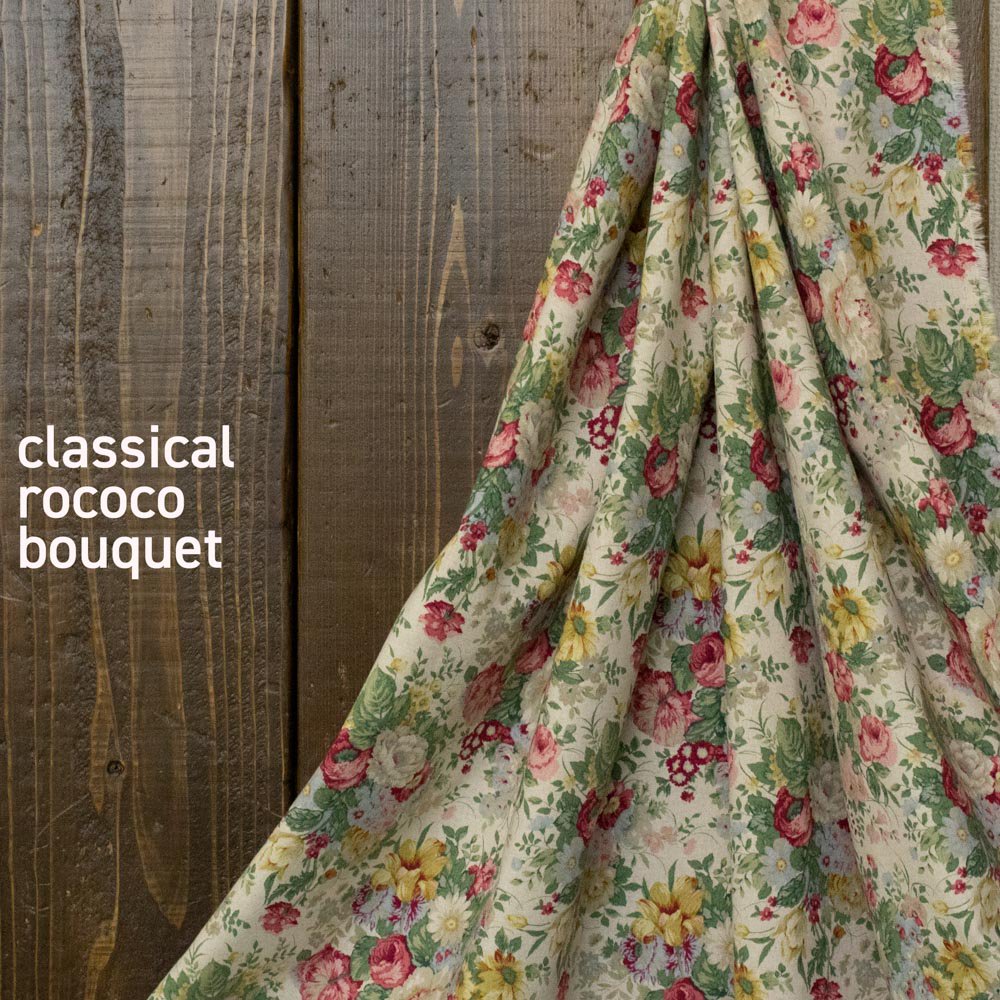 【 cotton linen 】 classical rococo bouquet ｜クラシカルロココブーケ｜YUWA｜コットンリネンキャンバス｜ナチュラル ベリー｜