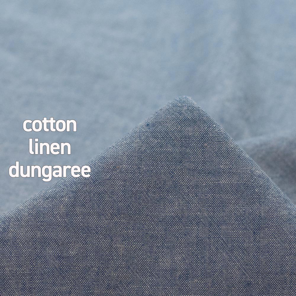 【cotton linen】洗いざらし風合いのコットンリネンダンガリー｜セルビッチ｜ブルー｜