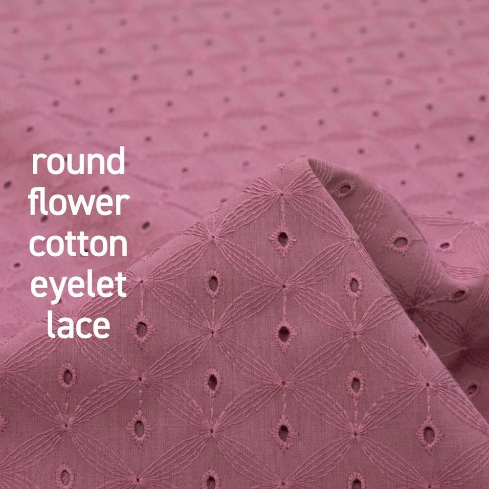 レース】【cotton】こっくりカラーのラウンドフラワーのコットン